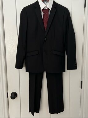 Eleganza Junior 4 Piece Suit Set Boys 12 Black Adjustable Waist Formal Wedding